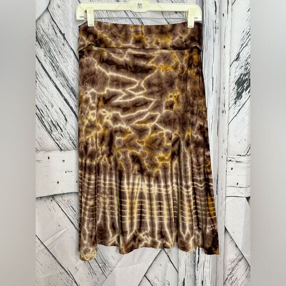 Three Dots Tie Dye Skirt Brown M - Picture 2 of 6